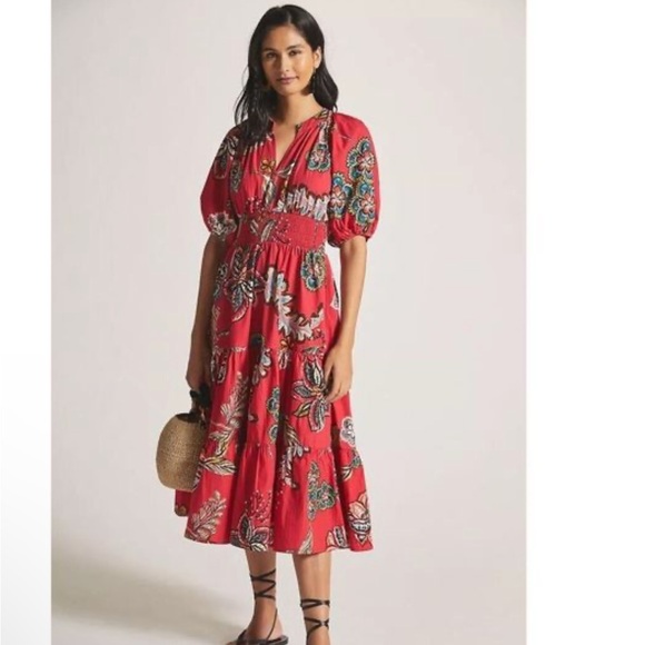Anthropologie | Dresses | Anthropologie Conditions Apply Floral Puff ...